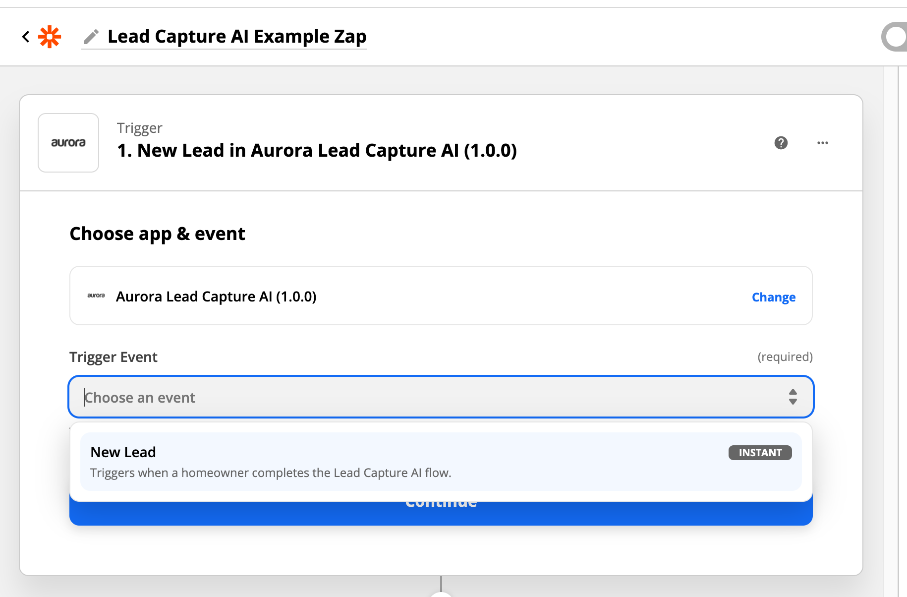 Select the "New Lead" trigger